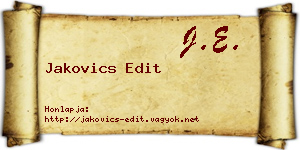 Jakovics Edit névjegykártya